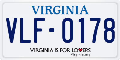 VA license plate VLF0178