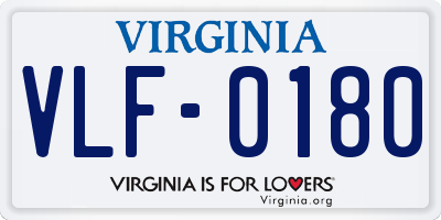 VA license plate VLF0180