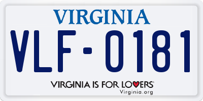 VA license plate VLF0181