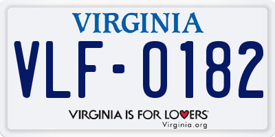 VA license plate VLF0182