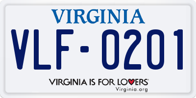 VA license plate VLF0201