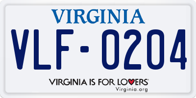 VA license plate VLF0204