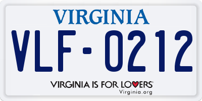 VA license plate VLF0212