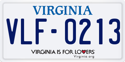 VA license plate VLF0213
