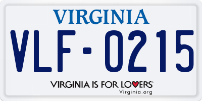 VA license plate VLF0215