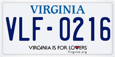 VA license plate VLF0216