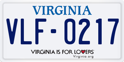 VA license plate VLF0217