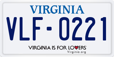 VA license plate VLF0221