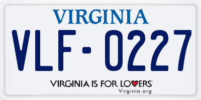 VA license plate VLF0227