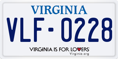 VA license plate VLF0228