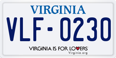 VA license plate VLF0230