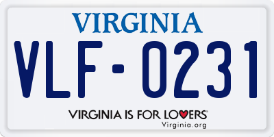 VA license plate VLF0231