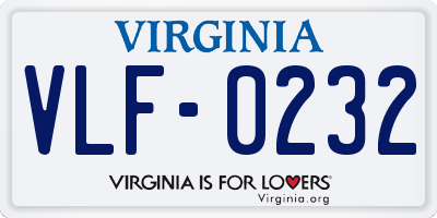VA license plate VLF0232