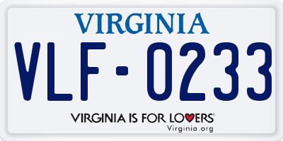 VA license plate VLF0233