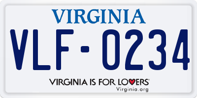 VA license plate VLF0234
