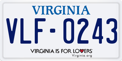 VA license plate VLF0243