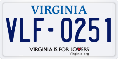 VA license plate VLF0251