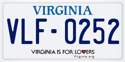 VA license plate VLF0252