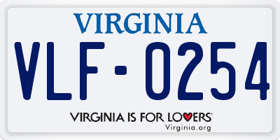 VA license plate VLF0254