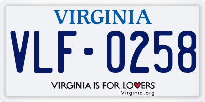 VA license plate VLF0258