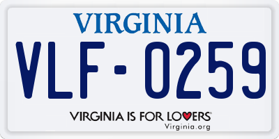 VA license plate VLF0259