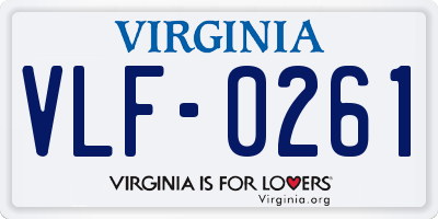VA license plate VLF0261