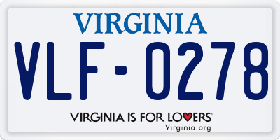 VA license plate VLF0278