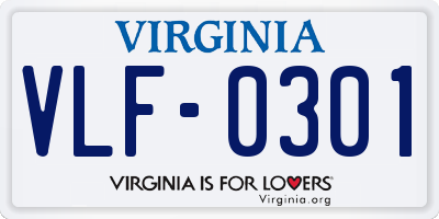 VA license plate VLF0301
