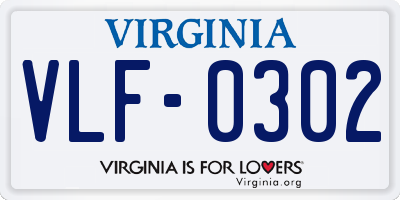 VA license plate VLF0302