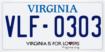 VA license plate VLF0303