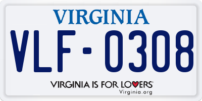 VA license plate VLF0308