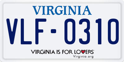 VA license plate VLF0310
