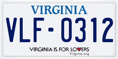 VA license plate VLF0312