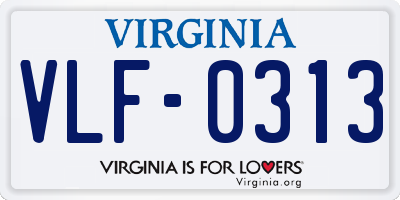 VA license plate VLF0313