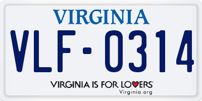 VA license plate VLF0314