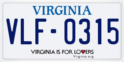 VA license plate VLF0315