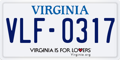 VA license plate VLF0317