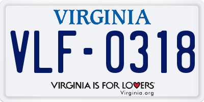 VA license plate VLF0318