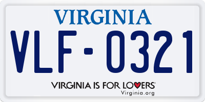 VA license plate VLF0321