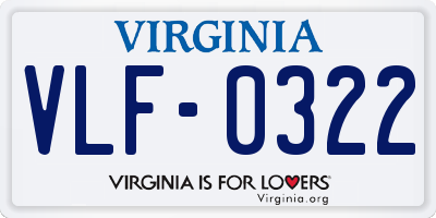 VA license plate VLF0322