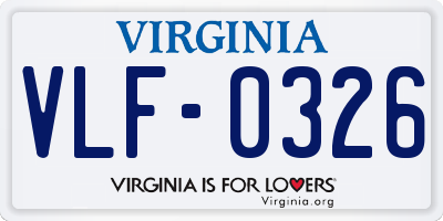 VA license plate VLF0326