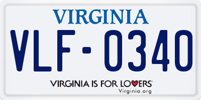 VA license plate VLF0340