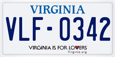 VA license plate VLF0342
