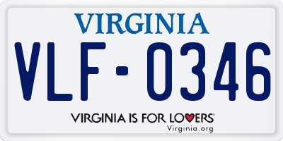 VA license plate VLF0346