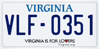 VA license plate VLF0351