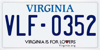 VA license plate VLF0352