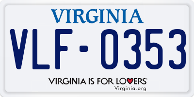 VA license plate VLF0353