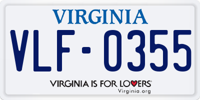 VA license plate VLF0355