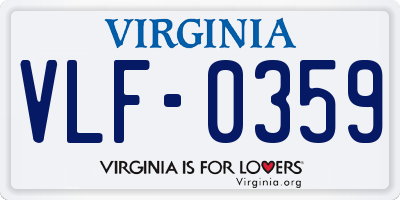 VA license plate VLF0359