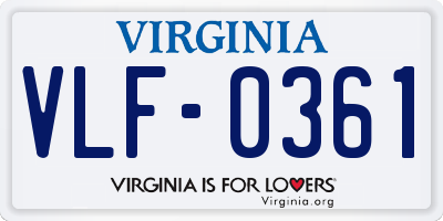VA license plate VLF0361